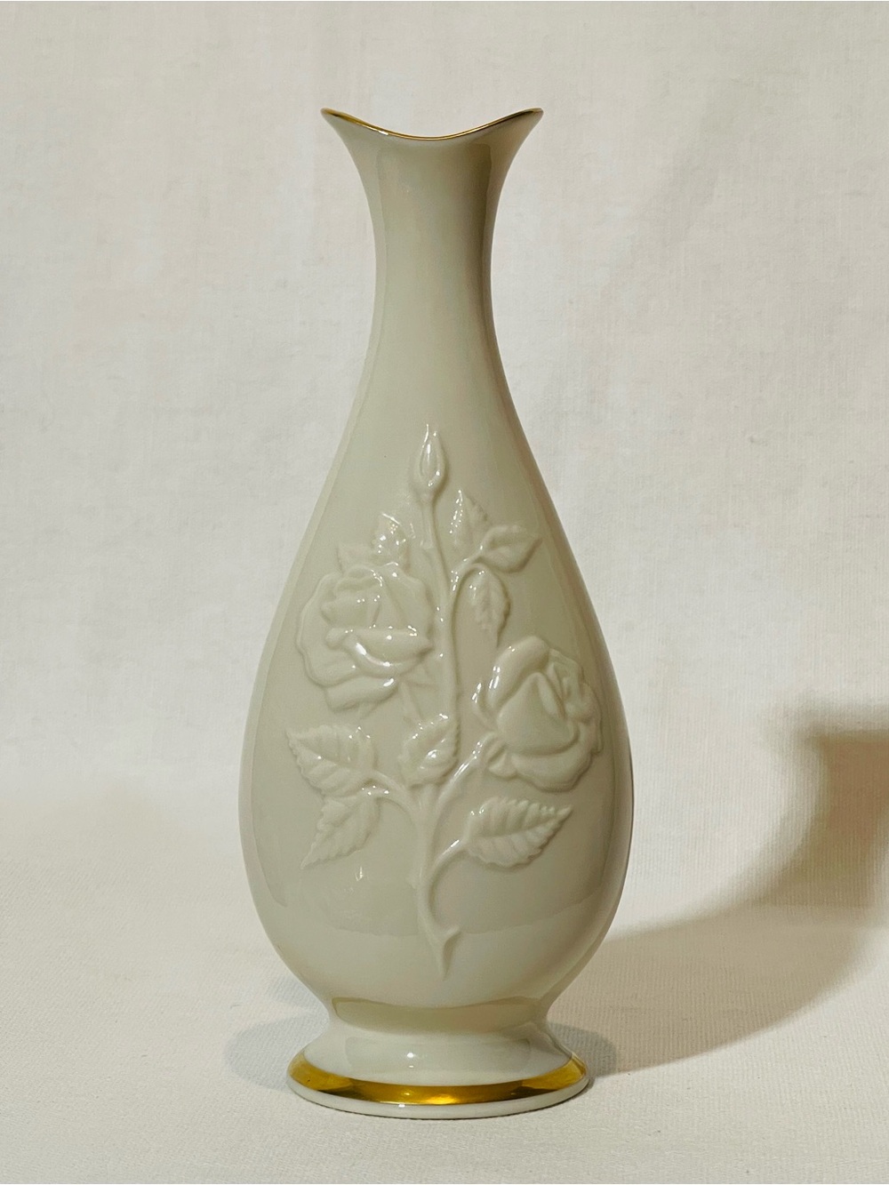 Lenox Cream Porcelain Vase with Gold Trim